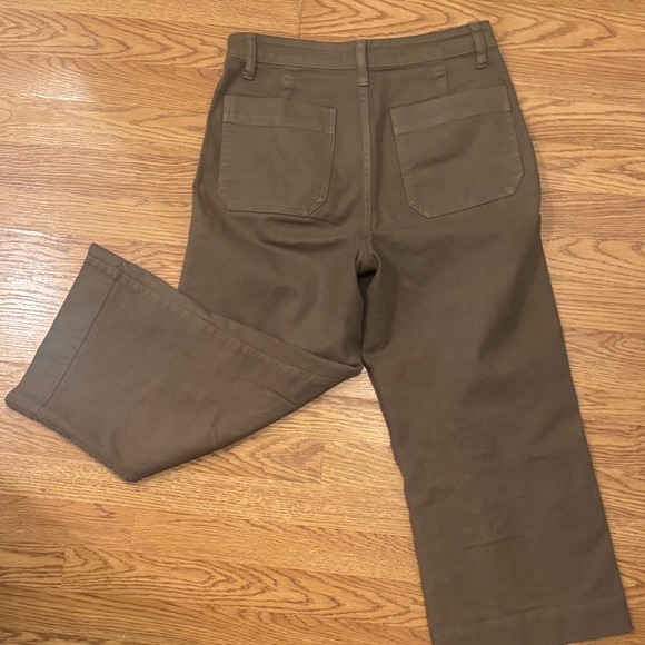 Madewell Emmet Wide Leg Crop Green Pants Size 28 - Picture 5 of 6